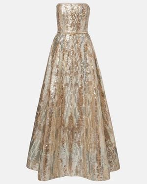 Elie Saab Sequined Bustier Gown - Natural