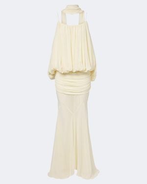 De La Vali Inara Gathered Chiffon Maxi Dress - White