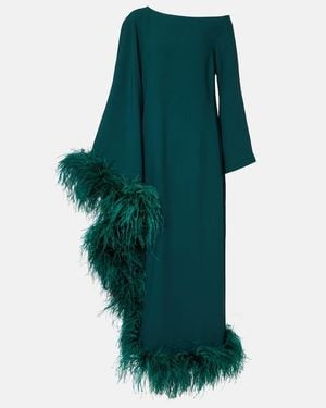 ‎Taller Marmo One-Shoulder Feathered Sequined Gown - Green