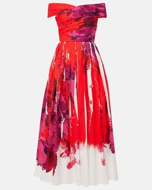 Erdem Off-the-shoulder Floral-print Cotton-faille Maxi Dress - Red