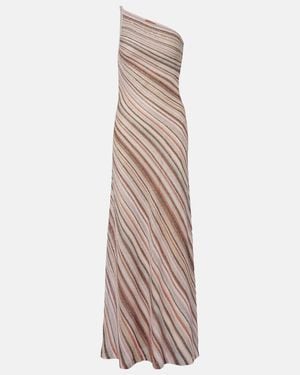 Missoni Sequined One-Shoulder Lame Maxi Dress - Pink