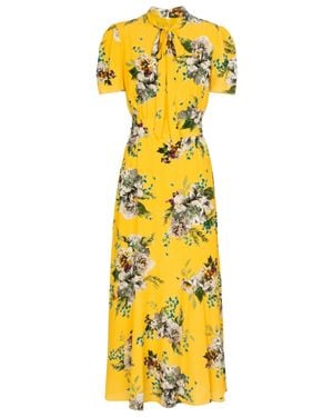 Erdem Elmer Floral Crêpe Midi Dress - Yellow