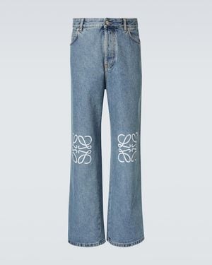 Loewe Anagram Wide-Leg Jeans - Blue