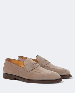Brunello Cucinelli Suede Penny Loafers - Grey