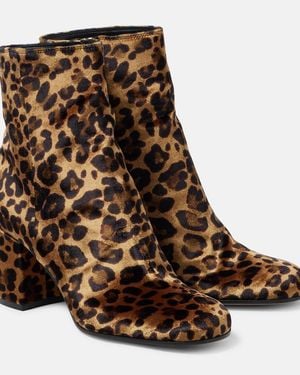 Gianvito Rossi Joelle 70 Leopard-Print Velvet Ankle Boots - Brown