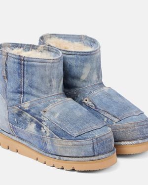 Acne Studios Botas Batter Con Forro De Borrego - Azul
