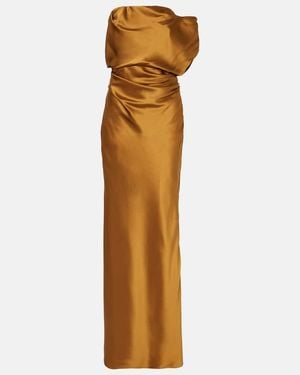 The Sei Draped Silk Satin Gown - Metallic