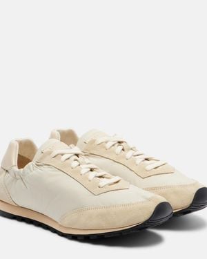 Le Monde Beryl Slim Runner Suede-Trimmed Trainers - White