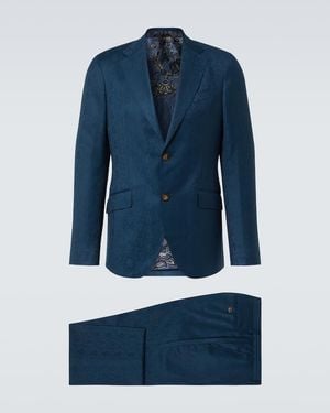 Etro Roma Paisley Silk Suit - Blue