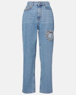 Area Straight Jeans Mit Kristallen - Blau