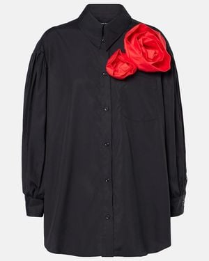 Simone Rocha Floral-Applique Cotton Shirt - Blue