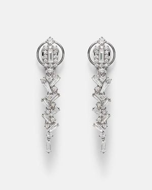 YEPREM 18Kt Drop Earrings With Diamonds - White