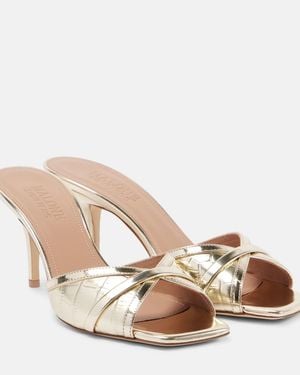 Malone Souliers Perla 70 Croc-Effect Leather Mules - Natural