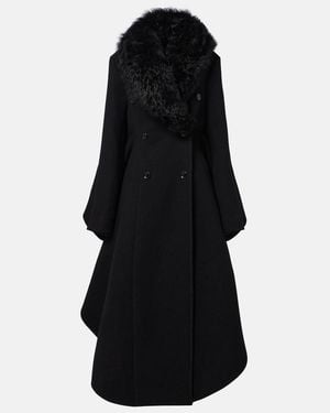 Alaïa Shearling-Trimmed Wool And Silk Coat - Black
