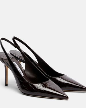 Jimmy Choo Love Croc-Effect Leather Slingback Pumps - Black