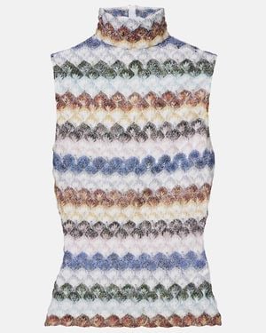 Missoni Knitted Lame Tank Top - White