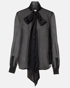 Saint Laurent Bow-Detail Silk Blouse - Black