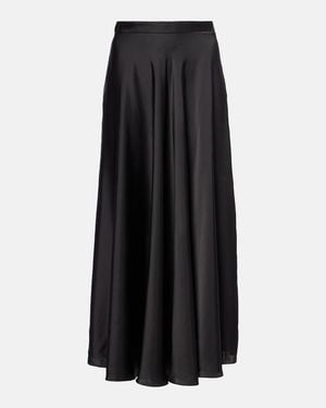 Balenciaga Asymmetric Satin Midi Skirt - Black