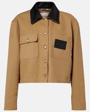 Balenciaga Cropped Leather-Trimmed Cotton Jacket - Green