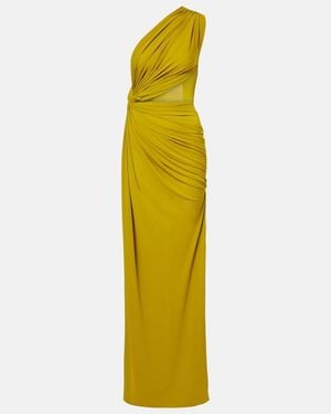 Alex Perry Draped One-Shoulder Crepe Jersey Gown - Yellow