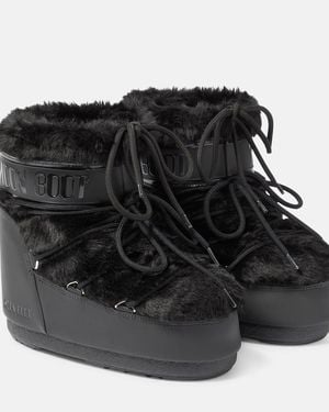 Moon Boot "Icon" Low Faux Fur Boot - Black