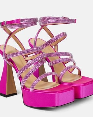 Mach & Mach Sydney Embellished Satin Platform Sandals - Pink