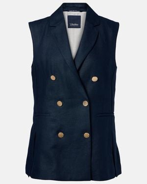 Max Mara Bird Linen Vest - Blue