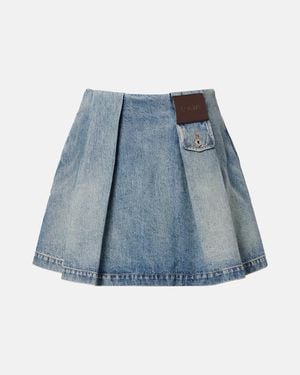 Loewe Pleated Denim Miniskirt - Blue