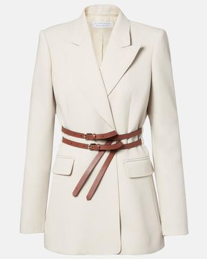 Gabriela Hearst Belted Wool Blazer - White