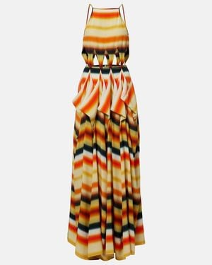 Loewe Paula's Ibiza Striped Silk Maxi Dress - Metallic