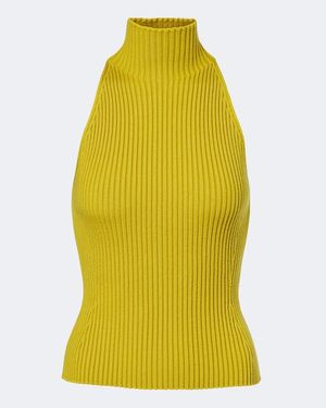 Alaïa Ribbed-Knit Wool-Blend Halterneck Top - Yellow