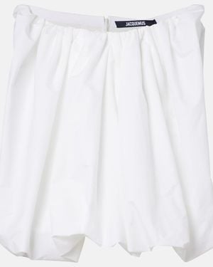 Jacquemus Lavande Gathered Off-Shoulder Cotton-Blend Top - White
