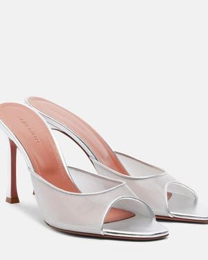 AMINA MUADDI Alexa Leather-Trimmed Mesh Mules - White