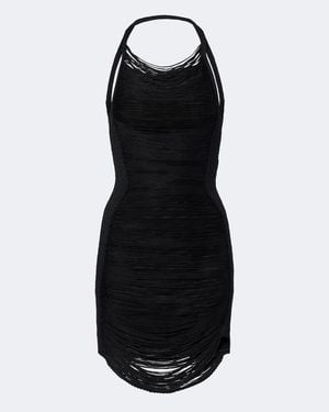 The Attico Fringed Halterneck Minidress - Black