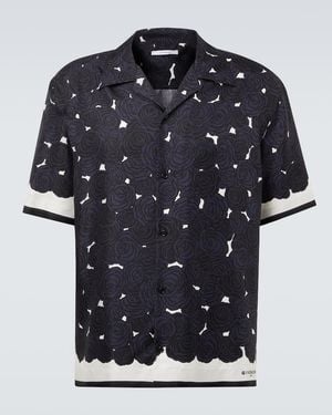 Givenchy Camisa Bowling De Seda Floral - Azul