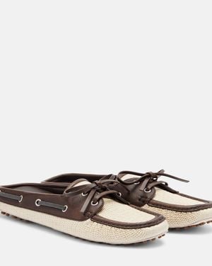 Brunello Cucinelli Monili Canvas Mules - Brown