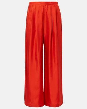 Asceno Isola Silk Twill Wide-Leg Trousers - Red