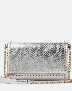 Christian Louboutin Paloma Snake-Effect Leather Clutch - Grey