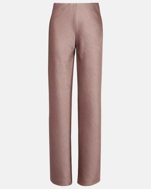 Vince High-Rise Satin Straight Trousers - Pink