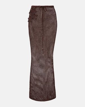 Bananhot Cori Open-Knit Lame Maxi Skirt - Brown