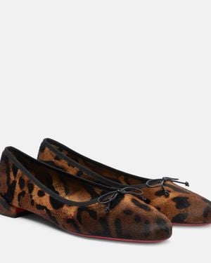 Christian Louboutin Sweetie Jane Calf-Hair Ballet Flats - Brown