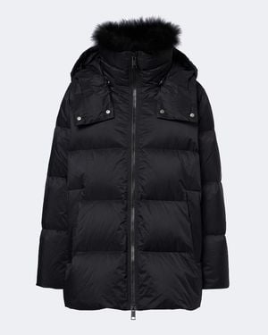 Yves Salomon Hooded Padded Down Jacket - Black