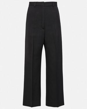 Acne Studios High-Rise Pleated Straight Trousers - Black