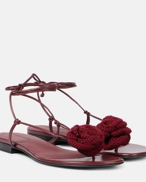 Magda Butrym Floral-Applique Leather Sandals - Red