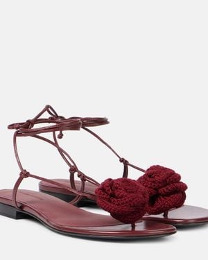 Magda Butrym Floral-Applique Leather Sandals - Red