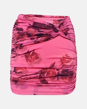 Blumarine Floral Ruched Miniskirt - Pink