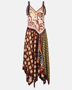 ALÉMAIS Wilson Asymmetric Silk Twill Midi Dress - Brown
