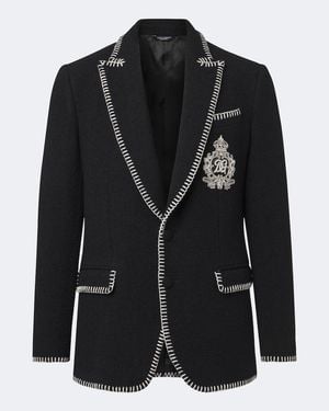 Dolce & Gabbana Verzierter Tweed-Blazer Dg - Schwarz