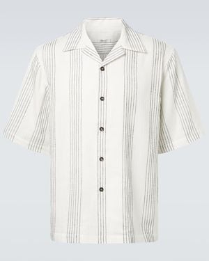 Commas Hemd Textured Striped Aus Baumwolle - Weiß