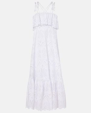 Etro Broderie Anglaise Cotton-Blend Maxi Dress - White